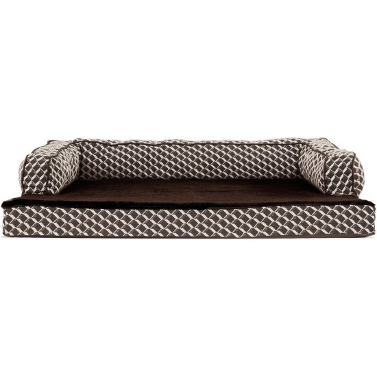 Furhaven Pet Faux Fur & Velvet Memory Top Sofa Pet Bed, Medium, Dark Sage Furhaven Pet Faux Fur & Velvet Memory Top Sofa Pet Bed, Medium, Dark Sage