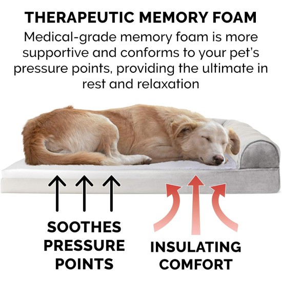 Furhaven Pet Faux Fur & Velvet Memory Top Sofa Pet Bed, Medium, Dark Sage Furhaven Pet Faux Fur & Velvet Memory Top Sofa Pet Bed, Medium, Dark Sage