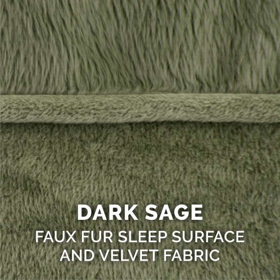 Furhaven Pet Faux Fur & Velvet Memory Top Sofa Pet Bed, Medium, Dark Sage Furhaven Pet Faux Fur & Velvet Memory Top Sofa Pet Bed, Medium, Dark Sage