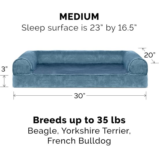 Furhaven Pet Faux Fur & Velvet Memory Top Sofa Pet Bed, Medium, Dark Sage Furhaven Pet Faux Fur & Velvet Memory Top Sofa Pet Bed, Medium, Dark Sage
