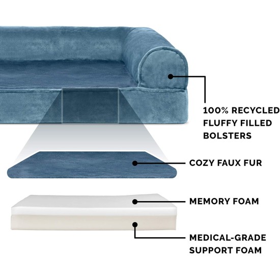 Furhaven Pet Faux Fur & Velvet Memory Top Sofa Pet Bed, Medium, Dark Sage Furhaven Pet Faux Fur & Velvet Memory Top Sofa Pet Bed, Medium, Dark Sage