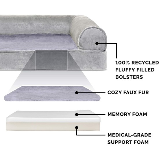 Furhaven Pet Faux Fur & Velvet Memory Top Sofa Pet Bed, Medium, Dark Sage Furhaven Pet Faux Fur & Velvet Memory Top Sofa Pet Bed, Medium, Dark Sage