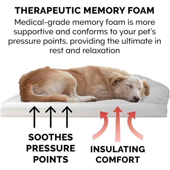 Furhaven Pet Faux Fur & Velvet Memory Top Sofa Pet Bed, Medium, Dark Sage Furhaven Pet Faux Fur & Velvet Memory Top Sofa Pet Bed, Medium, Dark Sage