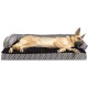 Furhaven Pet Faux Fur & Velvet Memory Top Sofa Pet Bed, Medium, Dark Sage Furhaven Pet Faux Fur & Velvet Memory Top Sofa Pet Bed, Medium, Dark Sage