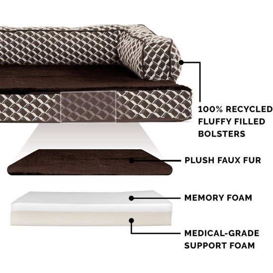 Furhaven Pet Faux Fur & Velvet Memory Top Sofa Pet Bed, Medium, Dark Sage Furhaven Pet Faux Fur & Velvet Memory Top Sofa Pet Bed, Medium, Dark Sage