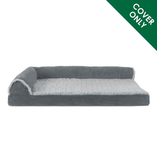 Furhaven Replacement Two Tone Faux Fur Suede L Shape Dog Bed Cover Machine Washable Stone Grey Medium Furhaven Replacement Two Tone Faux Fur Suede L Shape Dog Bed Cover Machine Washable Stone Grey Medium