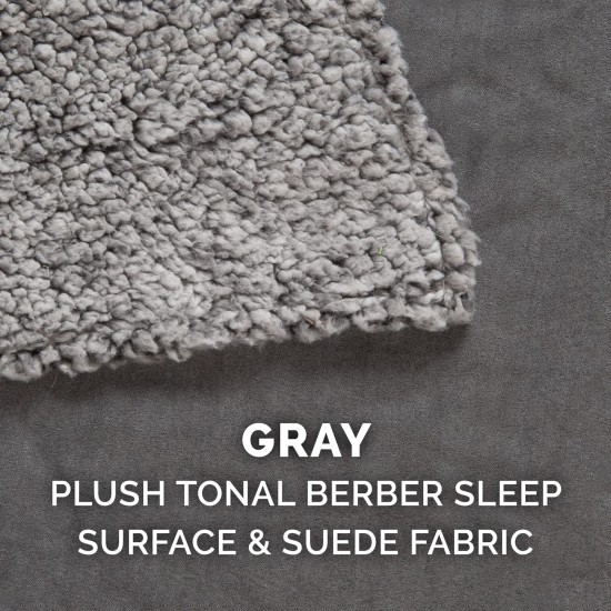 Furhaven Replacement Two Tone Faux Fur Suede L Shape Dog Bed Cover Machine Washable Stone Grey Medium Furhaven Replacement Two Tone Faux Fur Suede L Shape Dog Bed Cover Machine Washable Stone Grey Medium