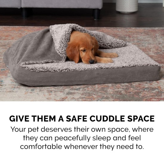 Furhaven Replacement Two Tone Faux Fur Suede L Shape Dog Bed Cover Machine Washable Stone Grey Medium Furhaven Replacement Two Tone Faux Fur Suede L Shape Dog Bed Cover Machine Washable Stone Grey Medium