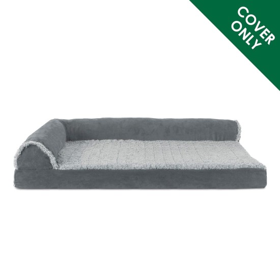 Furhaven Replacement Two Tone Faux Fur Suede L Shape Dog Bed Cover Machine Washable Stone Grey Medium Furhaven Replacement Two Tone Faux Fur Suede L Shape Dog Bed Cover Machine Washable Stone Grey Medium