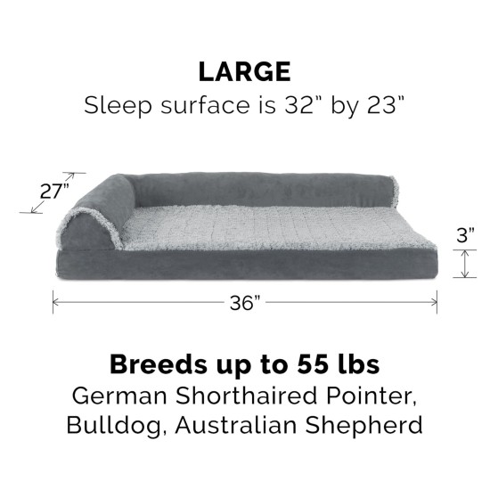 Furhaven Replacement Two Tone Faux Fur Suede L Shape Dog Bed Cover Machine Washable Stone Grey Medium Furhaven Replacement Two Tone Faux Fur Suede L Shape Dog Bed Cover Machine Washable Stone Grey Medium