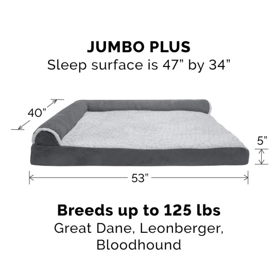 Furhaven Replacement Two Tone Faux Fur Suede L Shape Dog Bed Cover Machine Washable Stone Grey Medium Furhaven Replacement Two Tone Faux Fur Suede L Shape Dog Bed Cover Machine Washable Stone Grey Medium