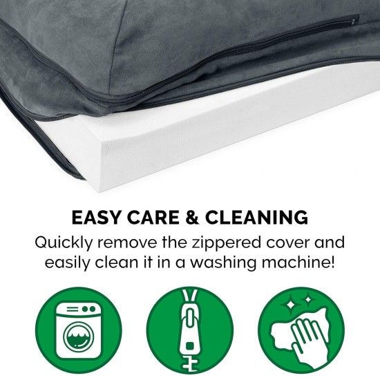 Furhaven Replacement Two Tone Faux Fur Suede L Shape Dog Bed Cover Machine Washable Stone Grey Medium Furhaven Replacement Two Tone Faux Fur Suede L Shape Dog Bed Cover Machine Washable Stone Grey Medium