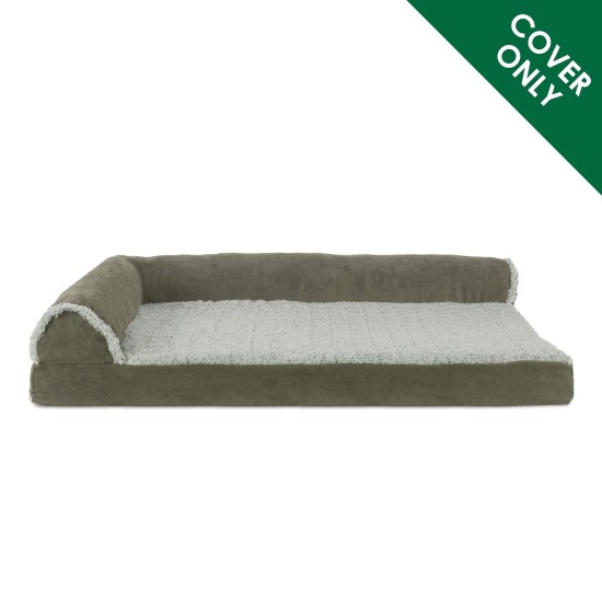 Furhaven Replacement Two Tone Faux Fur Suede L Shape Dog Bed Cover Machine Washable Stone Grey Medium Furhaven Replacement Two Tone Faux Fur Suede L Shape Dog Bed Cover Machine Washable Stone Grey Medium