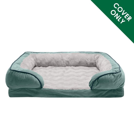 Furhaven Replacement Two Tone Faux Fur Suede L Shape Dog Bed Cover Machine Washable Stone Grey Medium Furhaven Replacement Two Tone Faux Fur Suede L Shape Dog Bed Cover Machine Washable Stone Grey Medium