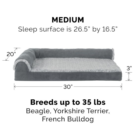 Furhaven Replacement Two Tone Faux Fur Suede L Shape Dog Bed Cover Machine Washable Stone Grey Medium Furhaven Replacement Two Tone Faux Fur Suede L Shape Dog Bed Cover Machine Washable Stone Grey Medium