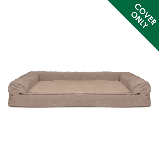 Furhaven Replacement Two Tone Faux Fur Suede L Shape Dog Bed Cover Machine Washable Stone Grey Medium Furhaven Replacement Two Tone Faux Fur Suede L Shape Dog Bed Cover Machine Washable Stone Grey Medium