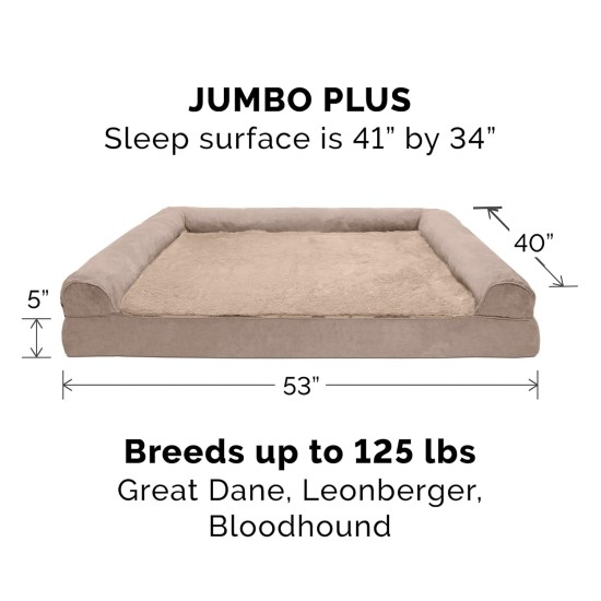 Furhaven Replacement Two Tone Faux Fur Suede L Shape Dog Bed Cover Machine Washable Stone Grey Medium Furhaven Replacement Two Tone Faux Fur Suede L Shape Dog Bed Cover Machine Washable Stone Grey Medium