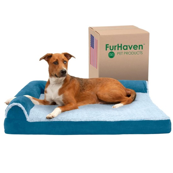 Furhaven Replacement Two Tone Faux Fur Suede L Shape Dog Bed Cover Machine Washable Stone Grey Medium Furhaven Replacement Two Tone Faux Fur Suede L Shape Dog Bed Cover Machine Washable Stone Grey Medium