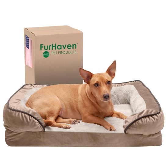Furhaven Replacement Two Tone Faux Fur Suede L Shape Dog Bed Cover Machine Washable Stone Grey Medium Furhaven Replacement Two Tone Faux Fur Suede L Shape Dog Bed Cover Machine Washable Stone Grey Medium