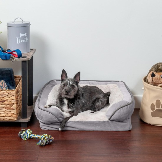 Furhaven Replacement Two Tone Faux Fur Suede L Shape Dog Bed Cover Machine Washable Stone Grey Medium Furhaven Replacement Two Tone Faux Fur Suede L Shape Dog Bed Cover Machine Washable Stone Grey Medium