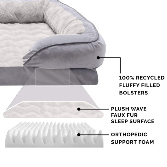 Furhaven Replacement Two Tone Faux Fur Suede L Shape Dog Bed Cover Machine Washable Stone Grey Medium Furhaven Replacement Two Tone Faux Fur Suede L Shape Dog Bed Cover Machine Washable Stone Grey Medium