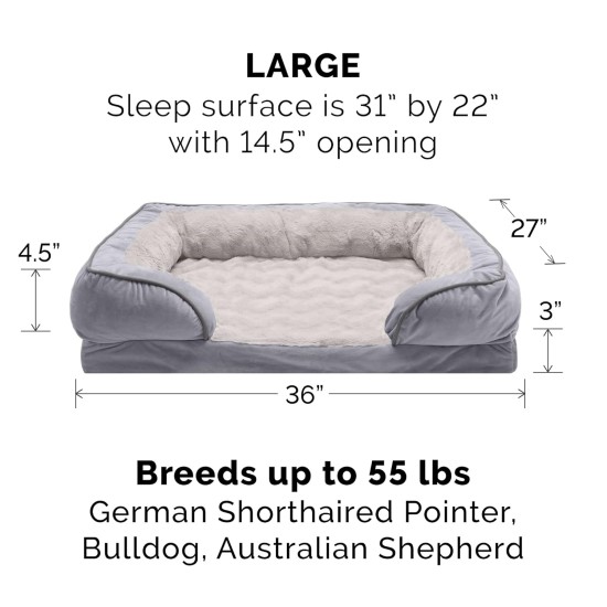 Furhaven Replacement Two Tone Faux Fur Suede L Shape Dog Bed Cover Machine Washable Stone Grey Medium Furhaven Replacement Two Tone Faux Fur Suede L Shape Dog Bed Cover Machine Washable Stone Grey Medium