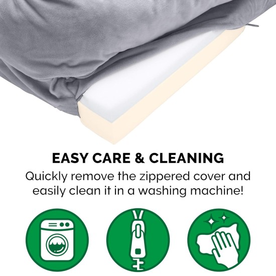 Furhaven Replacement Two Tone Faux Fur Suede L Shape Dog Bed Cover Machine Washable Stone Grey Medium Furhaven Replacement Two Tone Faux Fur Suede L Shape Dog Bed Cover Machine Washable Stone Grey Medium