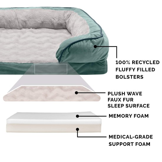 Furhaven Replacement Two Tone Faux Fur Suede L Shape Dog Bed Cover Machine Washable Stone Grey Medium Furhaven Replacement Two Tone Faux Fur Suede L Shape Dog Bed Cover Machine Washable Stone Grey Medium