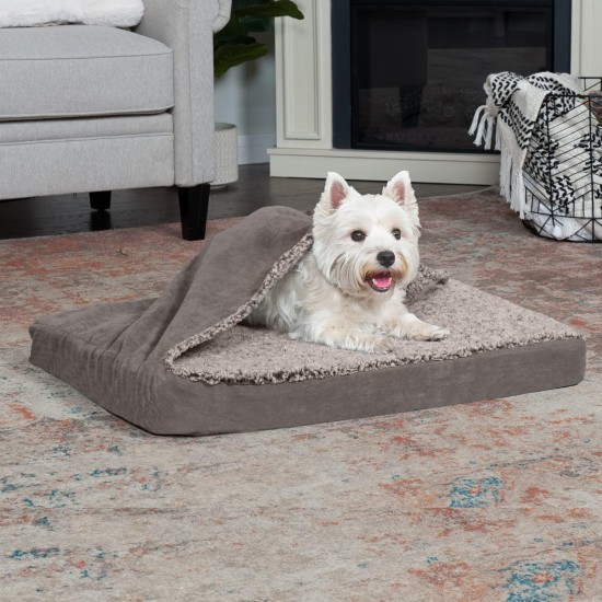 Furhaven Replacement Two Tone Faux Fur Suede L Shape Dog Bed Cover Machine Washable Stone Grey Medium Furhaven Replacement Two Tone Faux Fur Suede L Shape Dog Bed Cover Machine Washable Stone Grey Medium