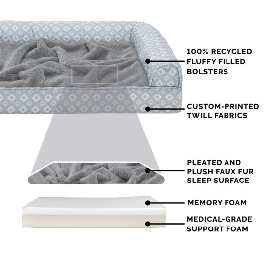 Furhaven Replacement Two Tone Faux Fur Suede L Shape Dog Bed Cover Machine Washable Stone Grey Medium Furhaven Replacement Two Tone Faux Fur Suede L Shape Dog Bed Cover Machine Washable Stone Grey Medium
