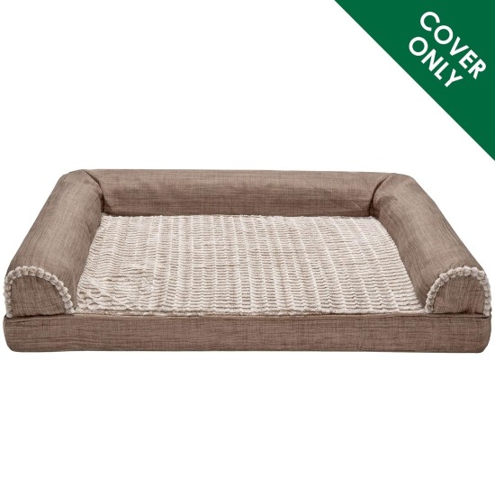 Furhaven Replacement Two Tone Faux Fur Suede L Shape Dog Bed Cover Machine Washable Stone Grey Medium Furhaven Replacement Two Tone Faux Fur Suede L Shape Dog Bed Cover Machine Washable Stone Grey Medium