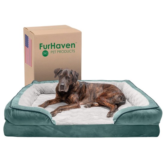 Furhaven Replacement Two Tone Faux Fur Suede L Shape Dog Bed Cover Machine Washable Stone Grey Medium Furhaven Replacement Two Tone Faux Fur Suede L Shape Dog Bed Cover Machine Washable Stone Grey Medium
