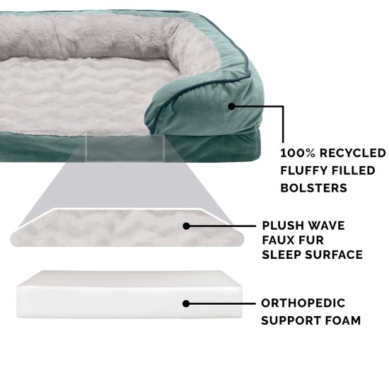 Furhaven Replacement Two Tone Faux Fur Suede L Shape Dog Bed Cover Machine Washable Stone Grey Medium Furhaven Replacement Two Tone Faux Fur Suede L Shape Dog Bed Cover Machine Washable Stone Grey Medium
