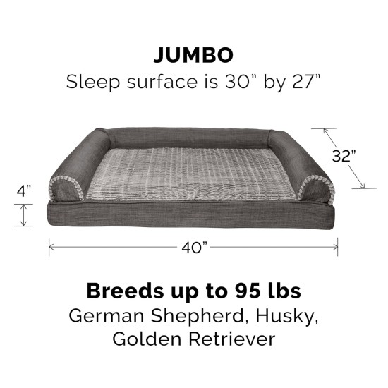Furhaven Replacement Two Tone Faux Fur Suede L Shape Dog Bed Cover Machine Washable Stone Grey Medium Furhaven Replacement Two Tone Faux Fur Suede L Shape Dog Bed Cover Machine Washable Stone Grey Medium