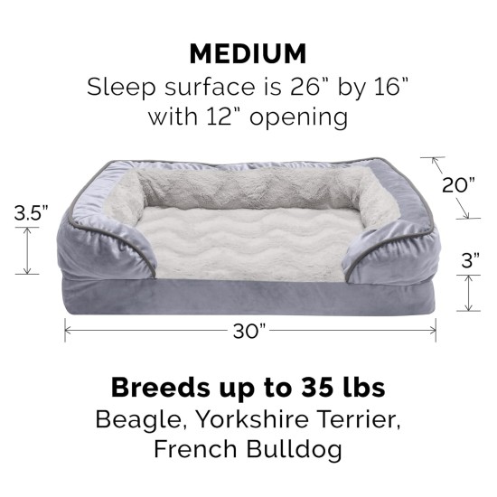 Furhaven Replacement Two Tone Faux Fur Suede L Shape Dog Bed Cover Machine Washable Stone Grey Medium Furhaven Replacement Two Tone Faux Fur Suede L Shape Dog Bed Cover Machine Washable Stone Grey Medium
