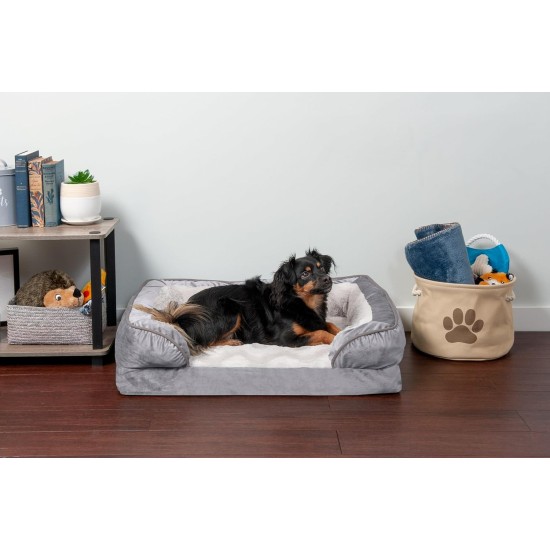 Furhaven Replacement Two Tone Faux Fur Suede L Shape Dog Bed Cover Machine Washable Stone Grey Medium Furhaven Replacement Two Tone Faux Fur Suede L Shape Dog Bed Cover Machine Washable Stone Grey Medium