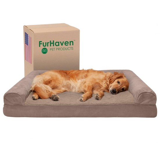 Furhaven Replacement Two Tone Faux Fur Suede L Shape Dog Bed Cover Machine Washable Stone Grey Medium Furhaven Replacement Two Tone Faux Fur Suede L Shape Dog Bed Cover Machine Washable Stone Grey Medium