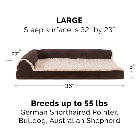 Furhaven Replacement Two Tone Faux Fur Suede L Shape Dog Bed Cover Machine Washable Stone Grey Medium Furhaven Replacement Two Tone Faux Fur Suede L Shape Dog Bed Cover Machine Washable Stone Grey Medium