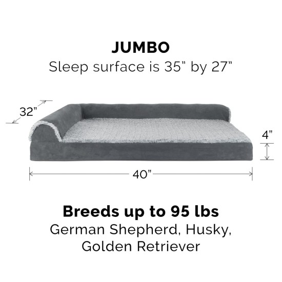Furhaven Replacement Two Tone Faux Fur Suede L Shape Dog Bed Cover Machine Washable Stone Grey Medium Furhaven Replacement Two Tone Faux Fur Suede L Shape Dog Bed Cover Machine Washable Stone Grey Medium