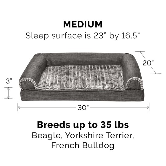 Furhaven Replacement Two Tone Faux Fur Suede L Shape Dog Bed Cover Machine Washable Stone Grey Medium Furhaven Replacement Two Tone Faux Fur Suede L Shape Dog Bed Cover Machine Washable Stone Grey Medium