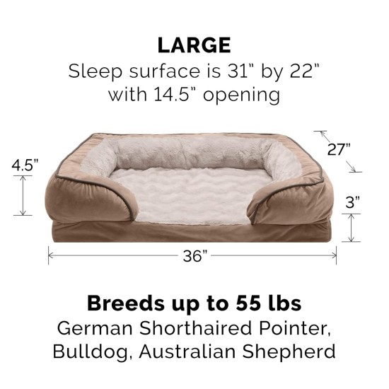 Furhaven Replacement Two Tone Faux Fur Suede L Shape Dog Bed Cover Machine Washable Stone Grey Medium Furhaven Replacement Two Tone Faux Fur Suede L Shape Dog Bed Cover Machine Washable Stone Grey Medium