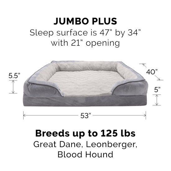 Furhaven Replacement Two Tone Faux Fur Suede L Shape Dog Bed Cover Machine Washable Stone Grey Medium Furhaven Replacement Two Tone Faux Fur Suede L Shape Dog Bed Cover Machine Washable Stone Grey Medium