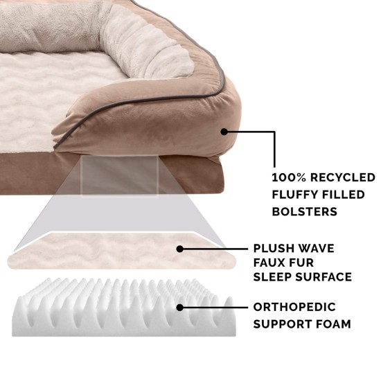 Furhaven Replacement Two Tone Faux Fur Suede L Shape Dog Bed Cover Machine Washable Stone Grey Medium Furhaven Replacement Two Tone Faux Fur Suede L Shape Dog Bed Cover Machine Washable Stone Grey Medium