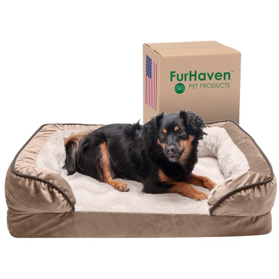 Furhaven Replacement Two Tone Faux Fur Suede L Shape Dog Bed Cover Machine Washable Stone Grey Medium Furhaven Replacement Two Tone Faux Fur Suede L Shape Dog Bed Cover Machine Washable Stone Grey Medium