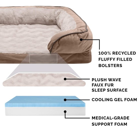 Furhaven Replacement Two Tone Faux Fur Suede L Shape Dog Bed Cover Machine Washable Stone Grey Medium Furhaven Replacement Two Tone Faux Fur Suede L Shape Dog Bed Cover Machine Washable Stone Grey Medium