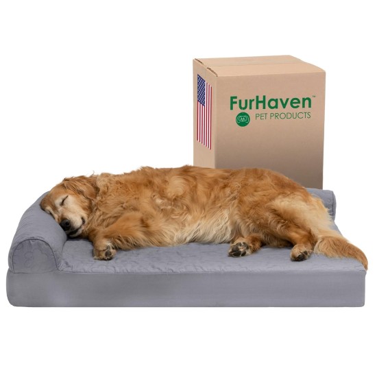 Furhaven Replacement Two Tone Faux Fur Suede L Shape Dog Bed Cover Machine Washable Stone Grey Medium Furhaven Replacement Two Tone Faux Fur Suede L Shape Dog Bed Cover Machine Washable Stone Grey Medium