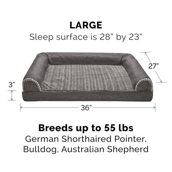 Furhaven Replacement Two Tone Faux Fur Suede L Shape Dog Bed Cover Machine Washable Stone Grey Medium Furhaven Replacement Two Tone Faux Fur Suede L Shape Dog Bed Cover Machine Washable Stone Grey Medium