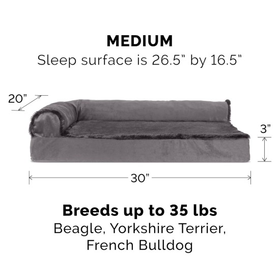 Furhaven Replacement Two Tone Faux Fur Suede L Shape Dog Bed Cover Machine Washable Stone Grey Medium Furhaven Replacement Two Tone Faux Fur Suede L Shape Dog Bed Cover Machine Washable Stone Grey Medium