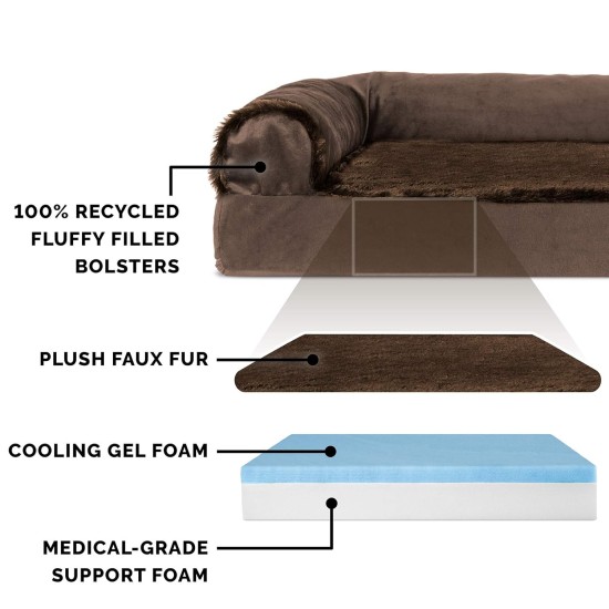 Furhaven Replacement Two Tone Faux Fur Suede L Shape Dog Bed Cover Machine Washable Stone Grey Medium Furhaven Replacement Two Tone Faux Fur Suede L Shape Dog Bed Cover Machine Washable Stone Grey Medium