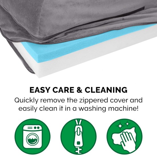 Furhaven Replacement Two Tone Faux Fur Suede L Shape Dog Bed Cover Machine Washable Stone Grey Medium Furhaven Replacement Two Tone Faux Fur Suede L Shape Dog Bed Cover Machine Washable Stone Grey Medium